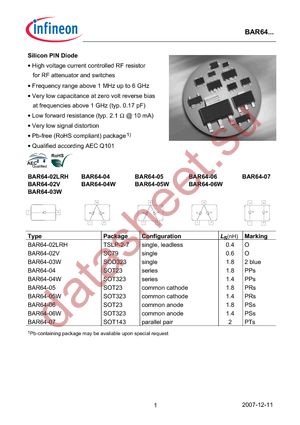 BAR 64-04W H6327 datasheet  